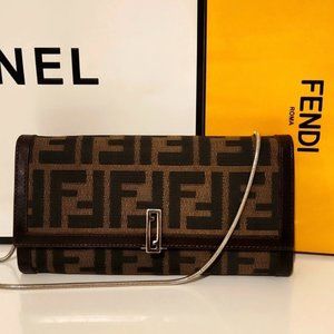 Fendi Zucca Crossbody FF Flap Purse Wallet Clutch WOC Monogram